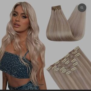 NEW Premium Shine On 20 Inch Human Blonde Hair Extensions Clip In